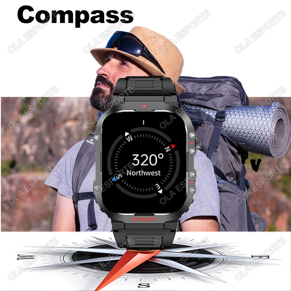 Device+ GPS Military Smart Watch - AMOLED Display Waterproof Outdoor Sport with Bluetooth Calling