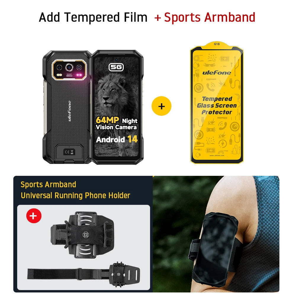 Armor 27 Pro 5G Rugged Smartphone - 10600mAh Battery 64MP Night Vision 24GB RAM Android 14