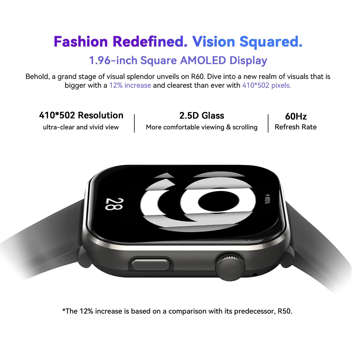 Blackview R60 Smartwatch - 1.96" AMOLED 800mAh Battery Bluetooth Calling Health Fitness Tracker