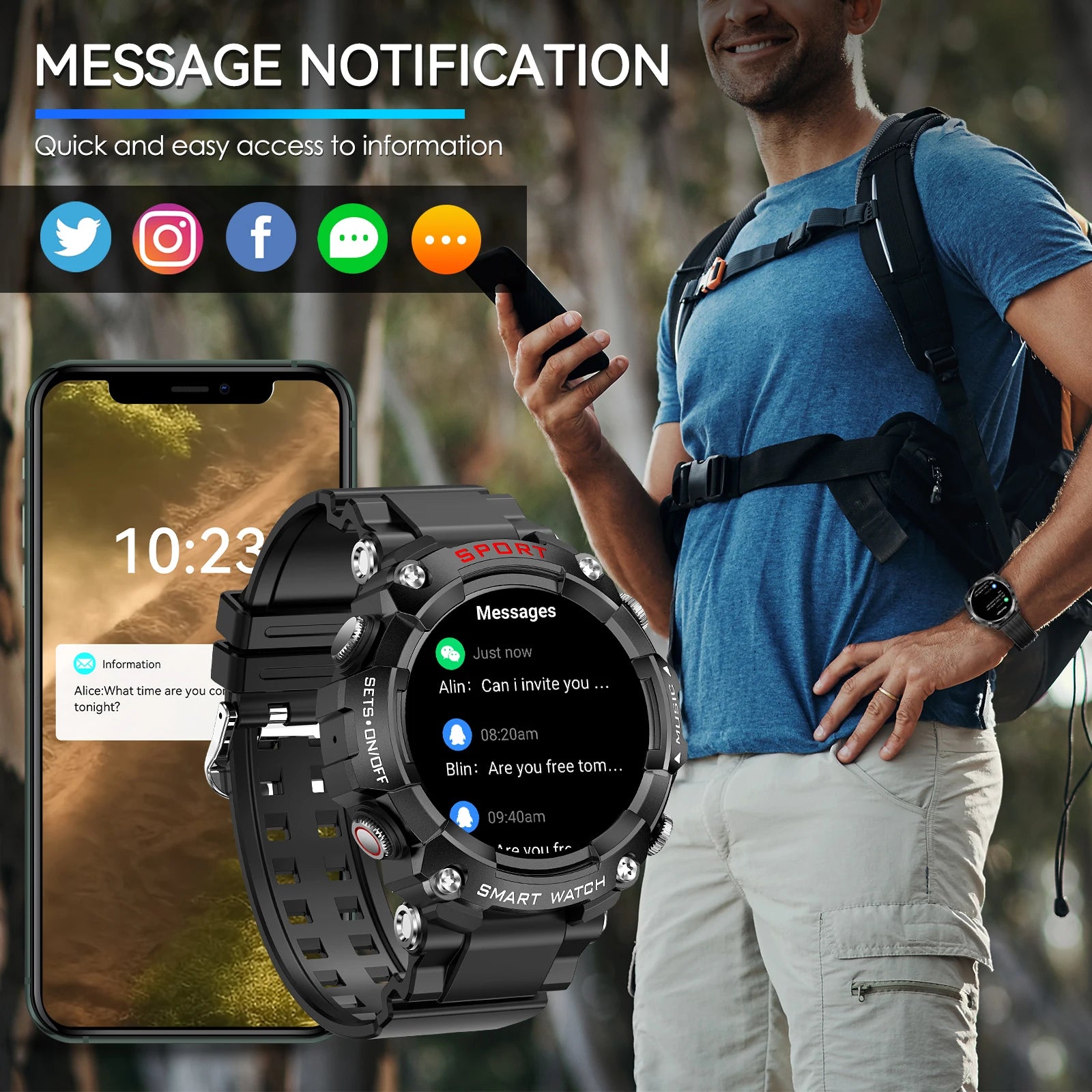 Device+ 2-in-1 Smart Watch with Bluetooth Earbuds - AMOLED Display Health Monitor HD Audio