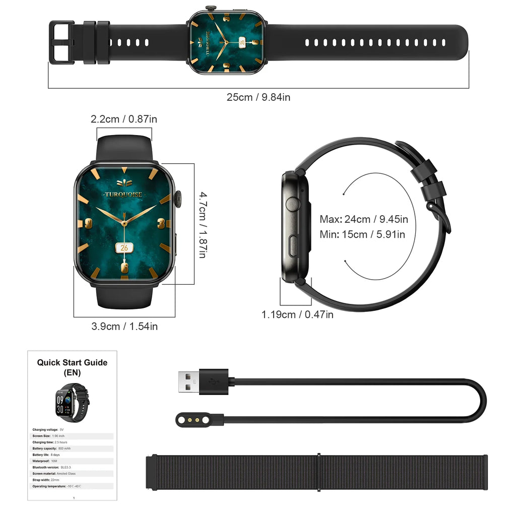 Blackview R60 Smartwatch - 1.96" AMOLED Display with Health Fitness Tracker & Bluetooth Calling