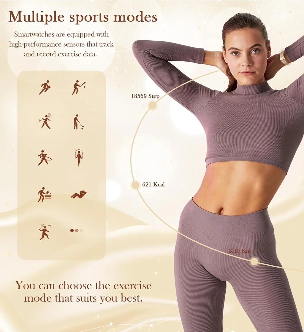 Women's Fashion Smartwatch - AI Voice Assistant with Fitness Tracking for iPhone & Android