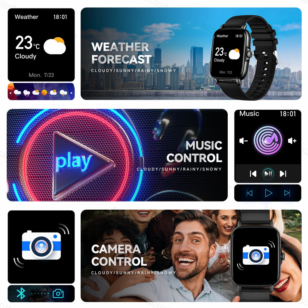 Device+ 2025 Fitness Tracker Smart Watch - 1.69" HD Display Heart Rate Sleep Monitor Waterproof