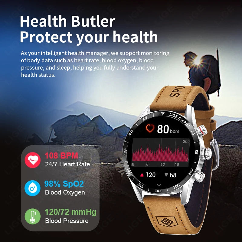 LIGE Rugged Military Smart Watch - AMOLED HD Display with Bluetooth Calling & Heart Rate Monitor