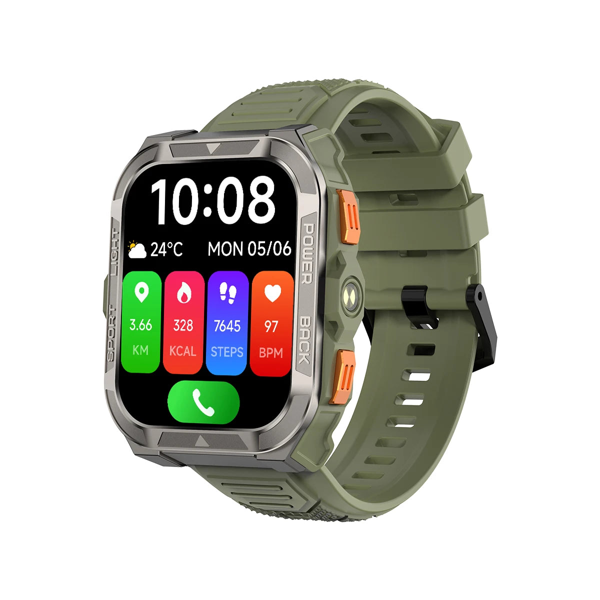 Device+ W80 Pro Outdoor Smartwatch - 1.91" Display GPS LED Flashlight 900mAh Battery Health Monitor