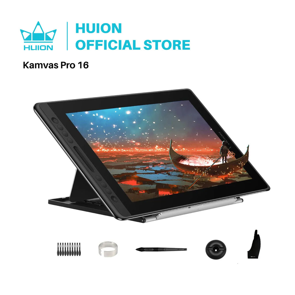 Kamvas Pro 16 Drawing Tablet - 15.6" Pen Display 120% sRGB 8192 Pressure Levels for Artists