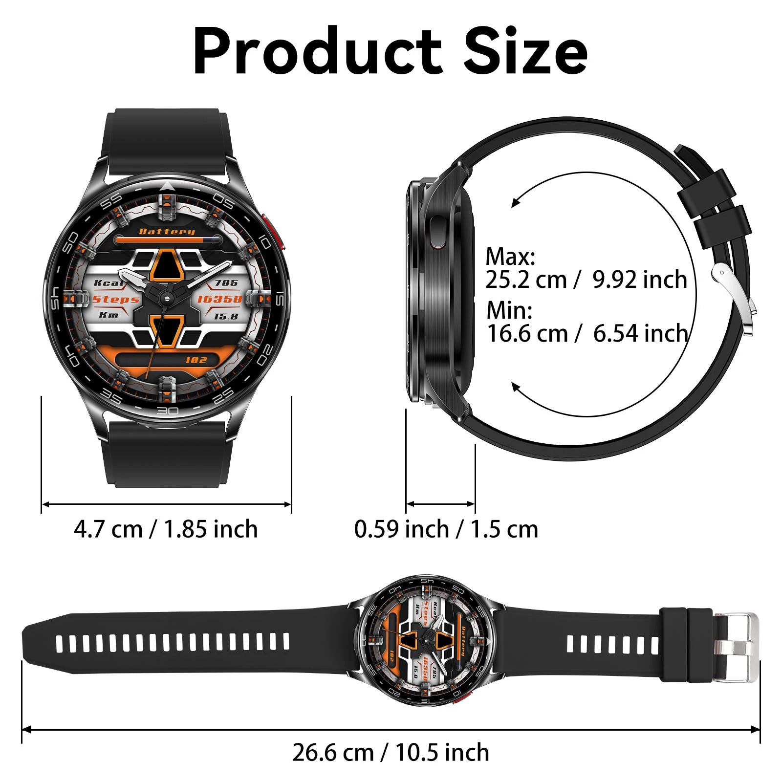 Device+ Smart Watch with Earbuds 1.39" HD Fitness Tracker Heart Rate Blood Oxygen Sleep Monitor Bluetooth 2-in-1 for iOS Android