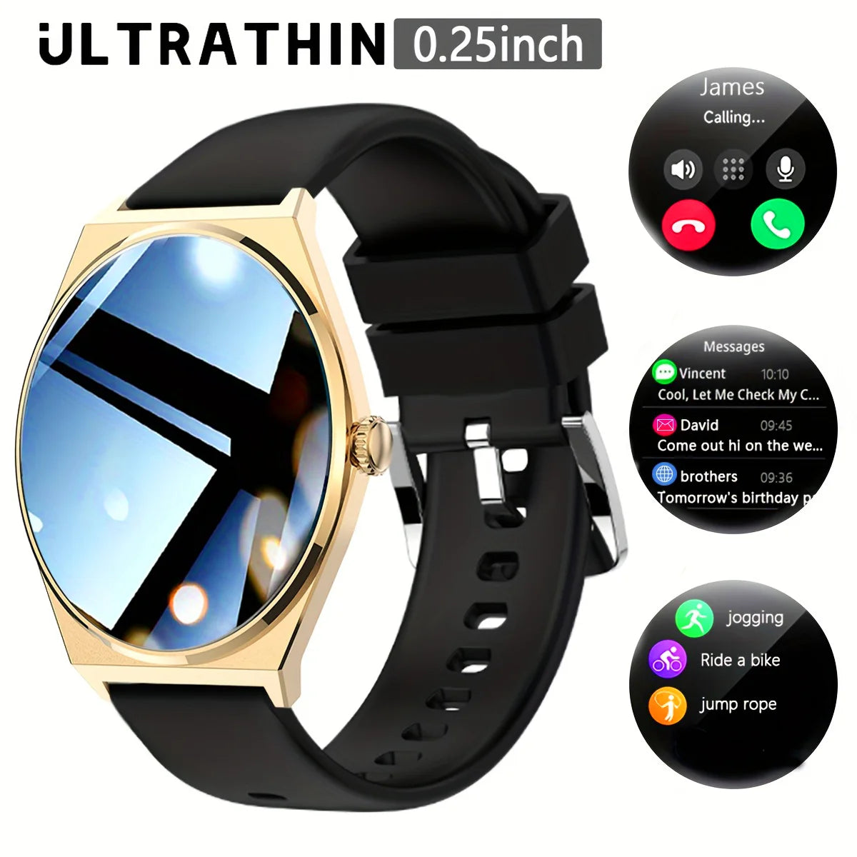 Device+ Ultra Thin Smartwatch 1.43" AMOLED HD Display for Men Women Call Reminder Step Tracker Heart Rate Monitor Android Compatible