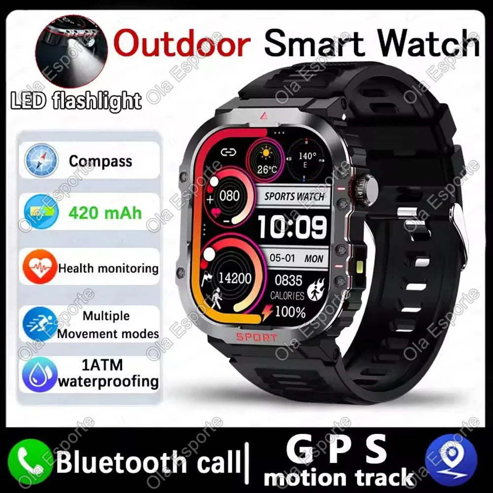 Device+ GPS Military Smart Watch - AMOLED Display Waterproof Outdoor Sport with Bluetooth Calling