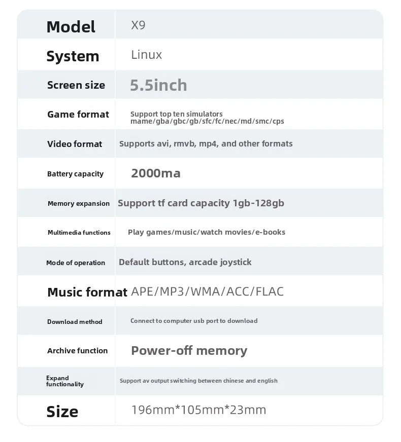Device+ X9 Retro Handheld Game Console - 5.5" HD Screen 20000+ Games TV Connection & Wireless Controllers