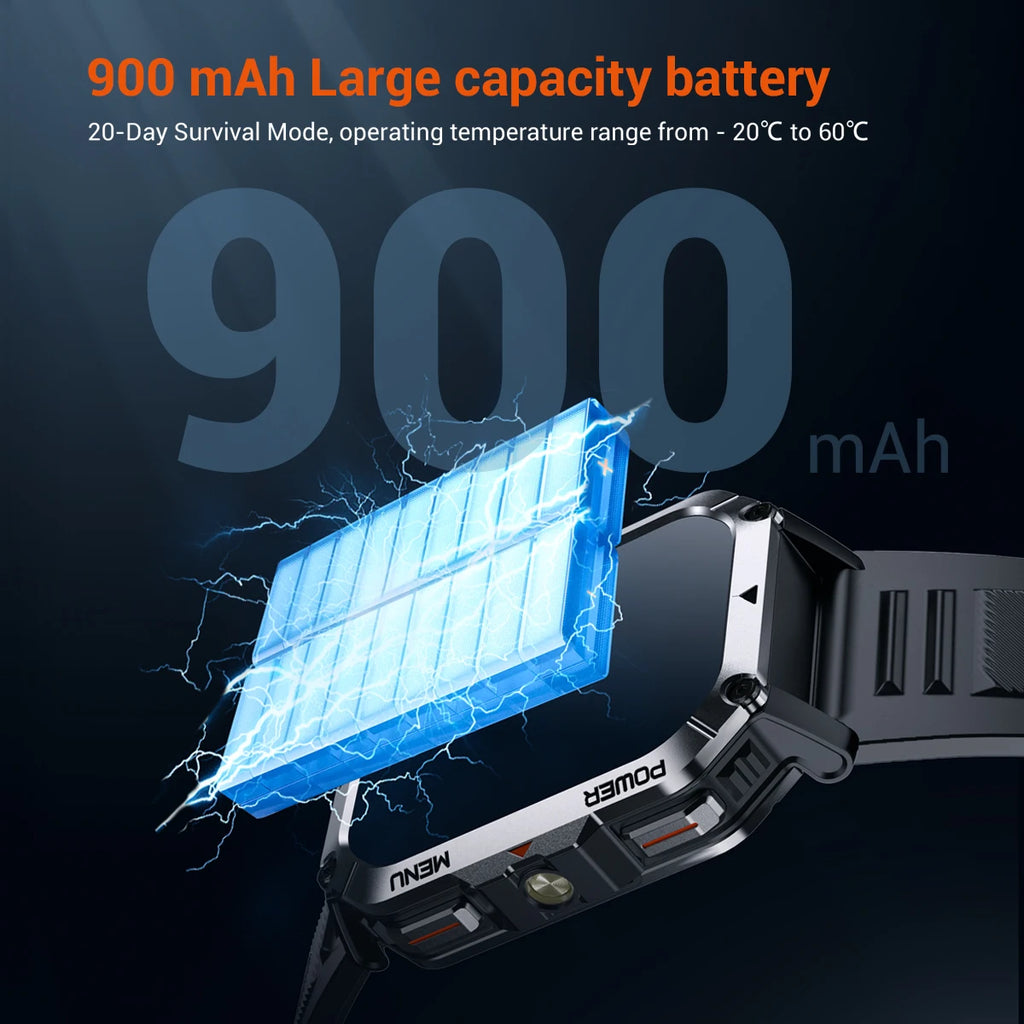 Device+ W70 Pro Outdoor Smartwatch - 2.01" Display LED Flashlight Compass 900mAh Battery