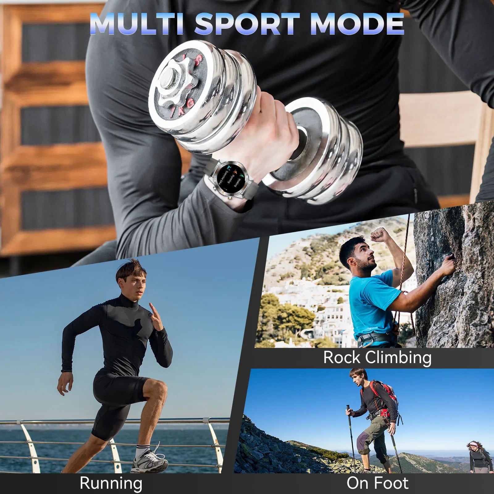 Device+ Military Tactical Smartwatch - 1.46" Fitness Tracker with Multiple Sports Modes Heart Rate SpO2