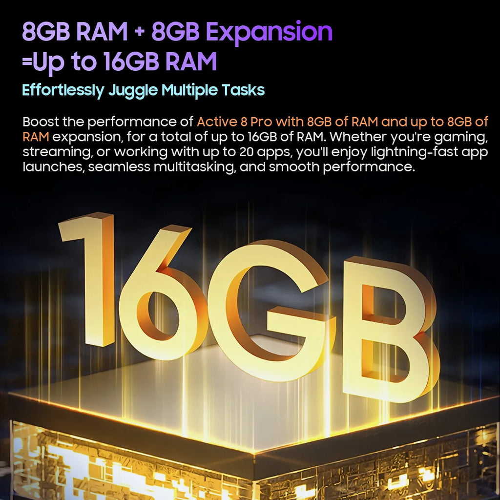 Device+ Active 8 pro Rugged Tablet 16GB/256GB 22000mAh Battery 10.36" 2.4K Display Android 14 16MP+48MP Cameras OTG Dual SIM 4G LTE