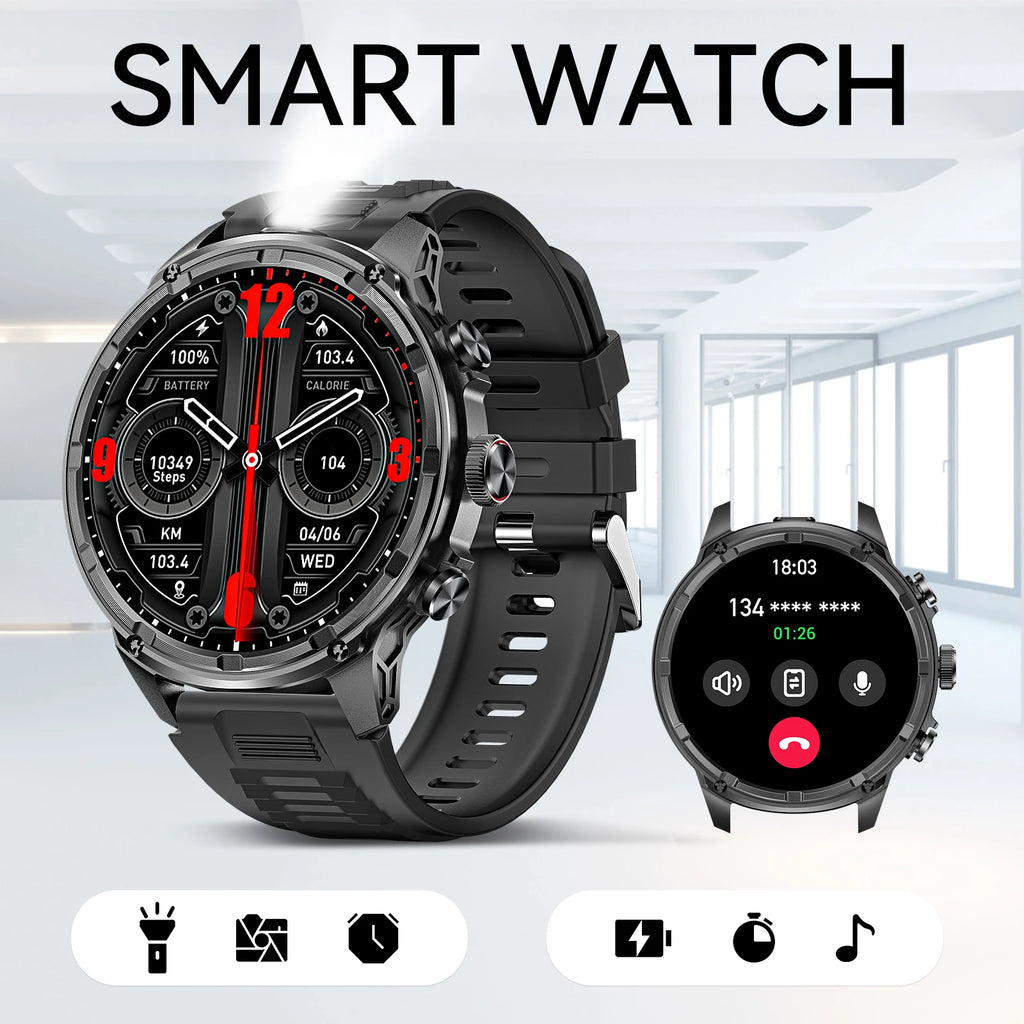 Device+ Military Rugged Smart Watch - 1.85" HD 710mAh Battery 100+ Sports Modes Heart Rate Monitor