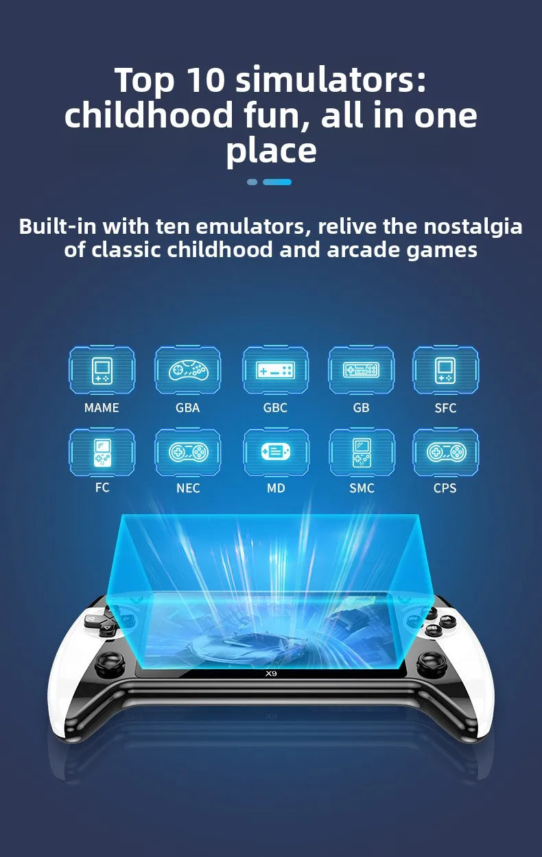 Device+ X9 Retro Handheld Game Console - 5.5" HD Screen 20000+ Games TV Connection & Wireless Controllers