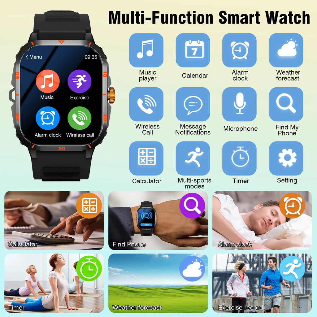 Men's Premium Smart Watch 2025 - Wireless Calling with Dual Straps (Steel & Silicone)