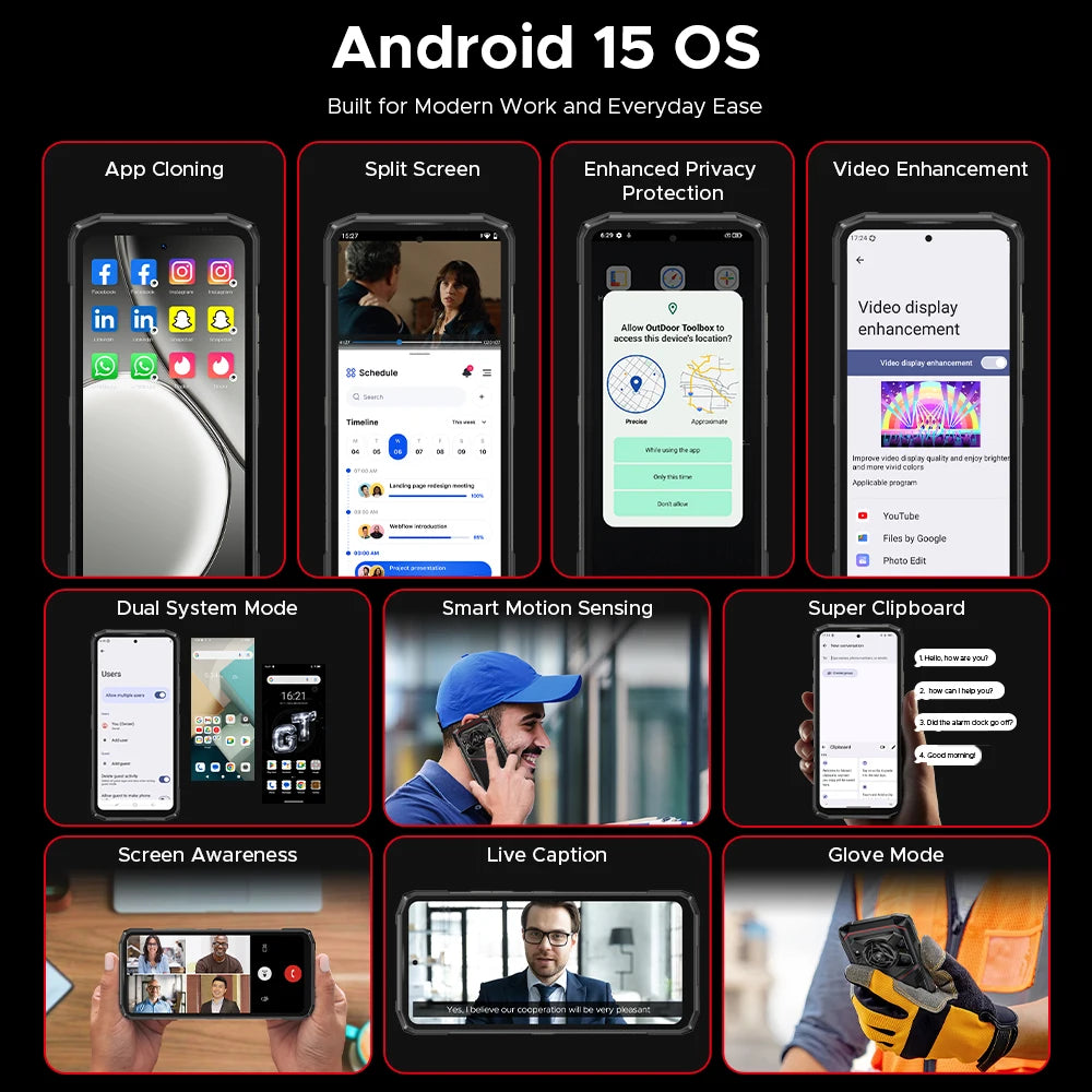 Device+ Blade20 pro Rugged Smartphone 6.6'' Screen 11800mAh Battery 6GB RAM 256GB Storage 50MP Dual Camera Android 15 NFC Certified