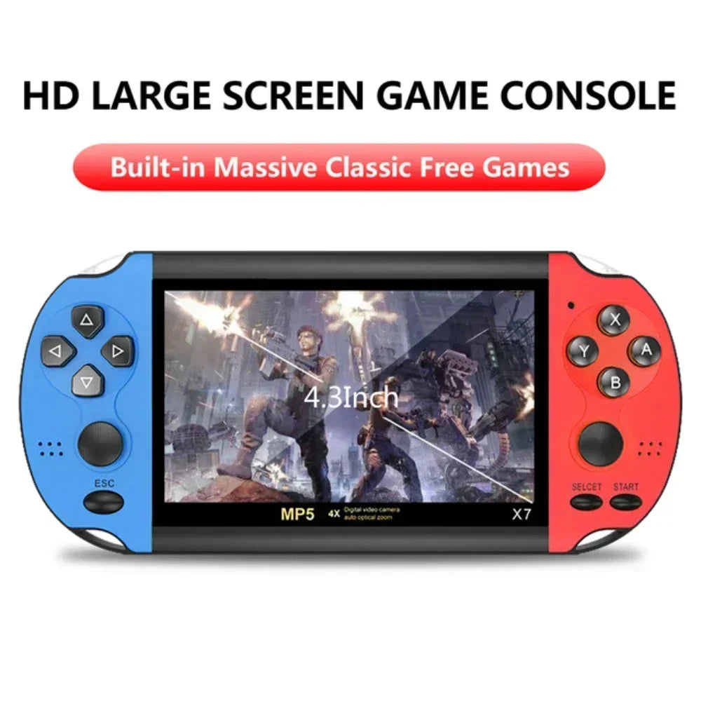 X7 Retro Handheld Game Console - 4.3" HD Screen with 10000 Built-in Arcade Games for On-the-Go Gaming