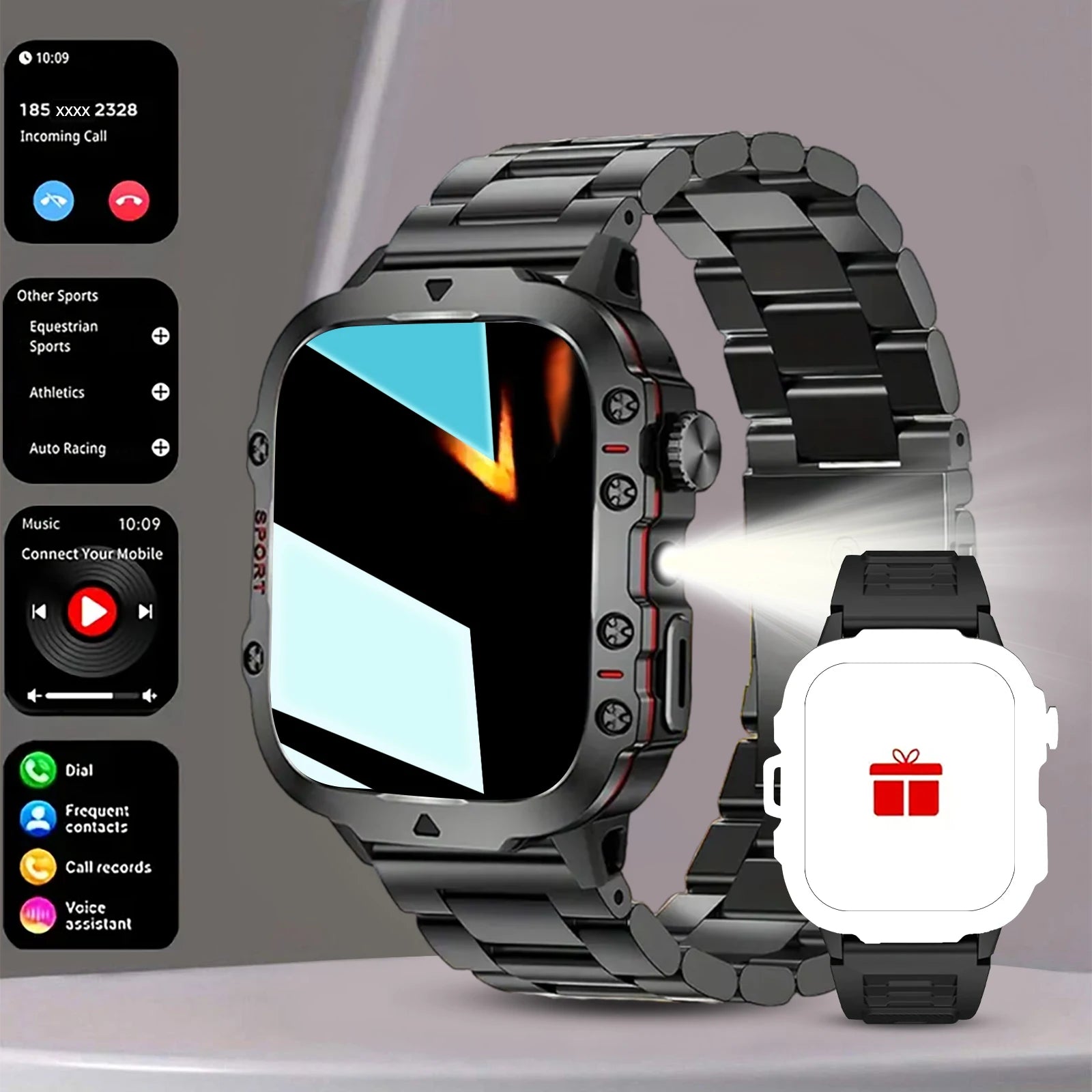 Men's Premium Smart Watch 2025 - Wireless Calling with Dual Straps (Steel & Silicone)