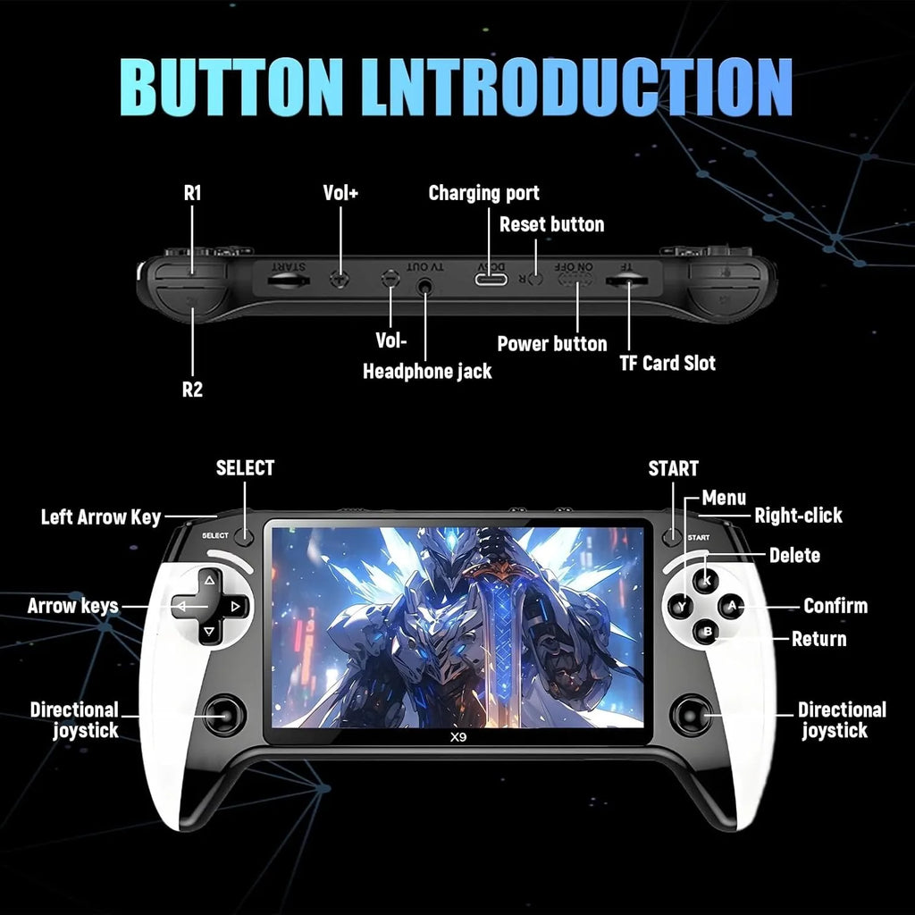 Device+ X9 Retro Handheld Game Console - 5.5" HD Screen 20000+ Games TV Connection & Wireless Controllers