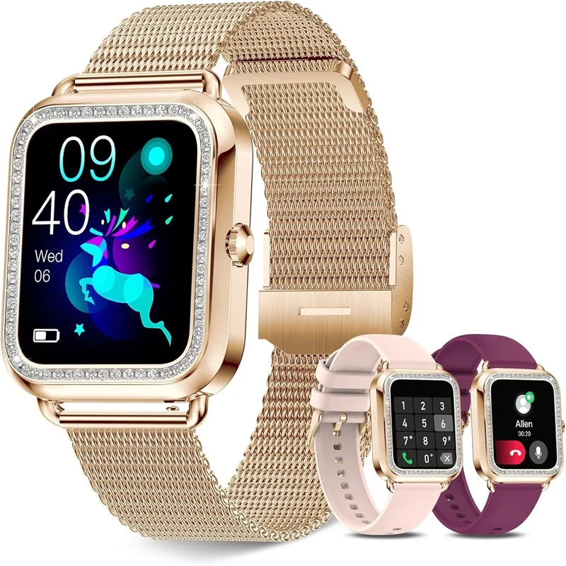 Women's Fashion Smartwatch - AI Voice Assistant with Fitness Tracking for iPhone & Android