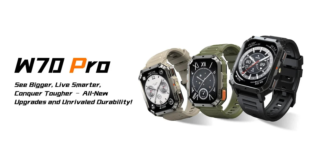 Device+ W70 Pro Outdoor Smartwatch - 2.01" Display LED Flashlight Compass 900mAh Battery