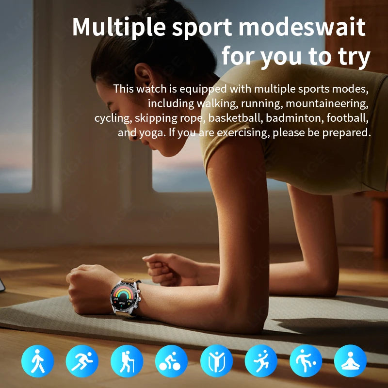 LIGE Rugged Military Smart Watch - AMOLED HD Display with Bluetooth Calling & Heart Rate Monitor