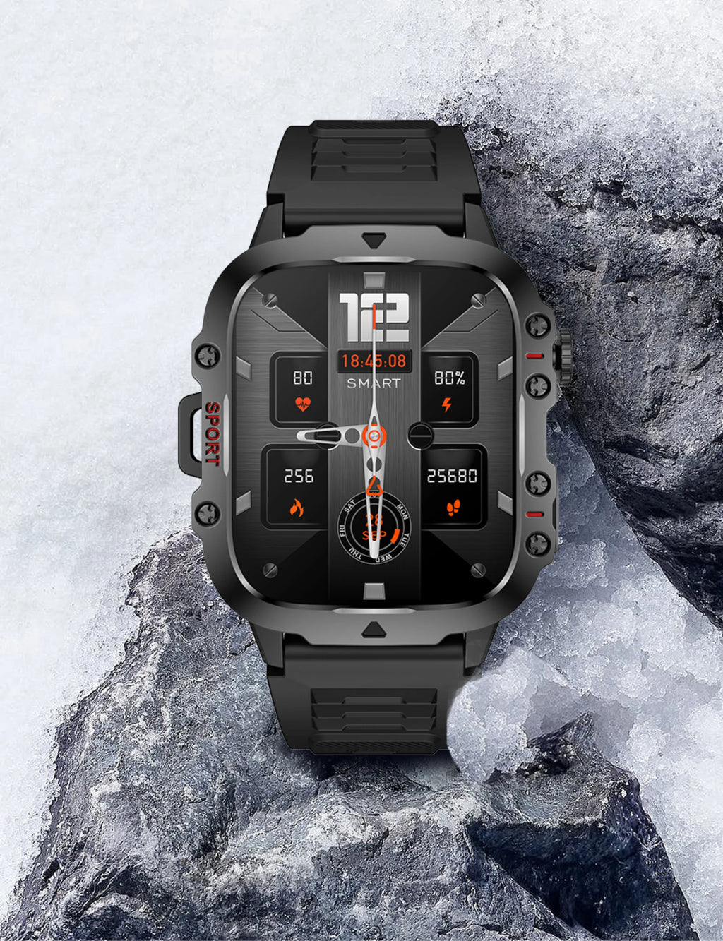 Rugged Military Smart Watch for Men - 2.01" Waterproof IP68 Bluetooth Calling Outdoor Fitness Tracker