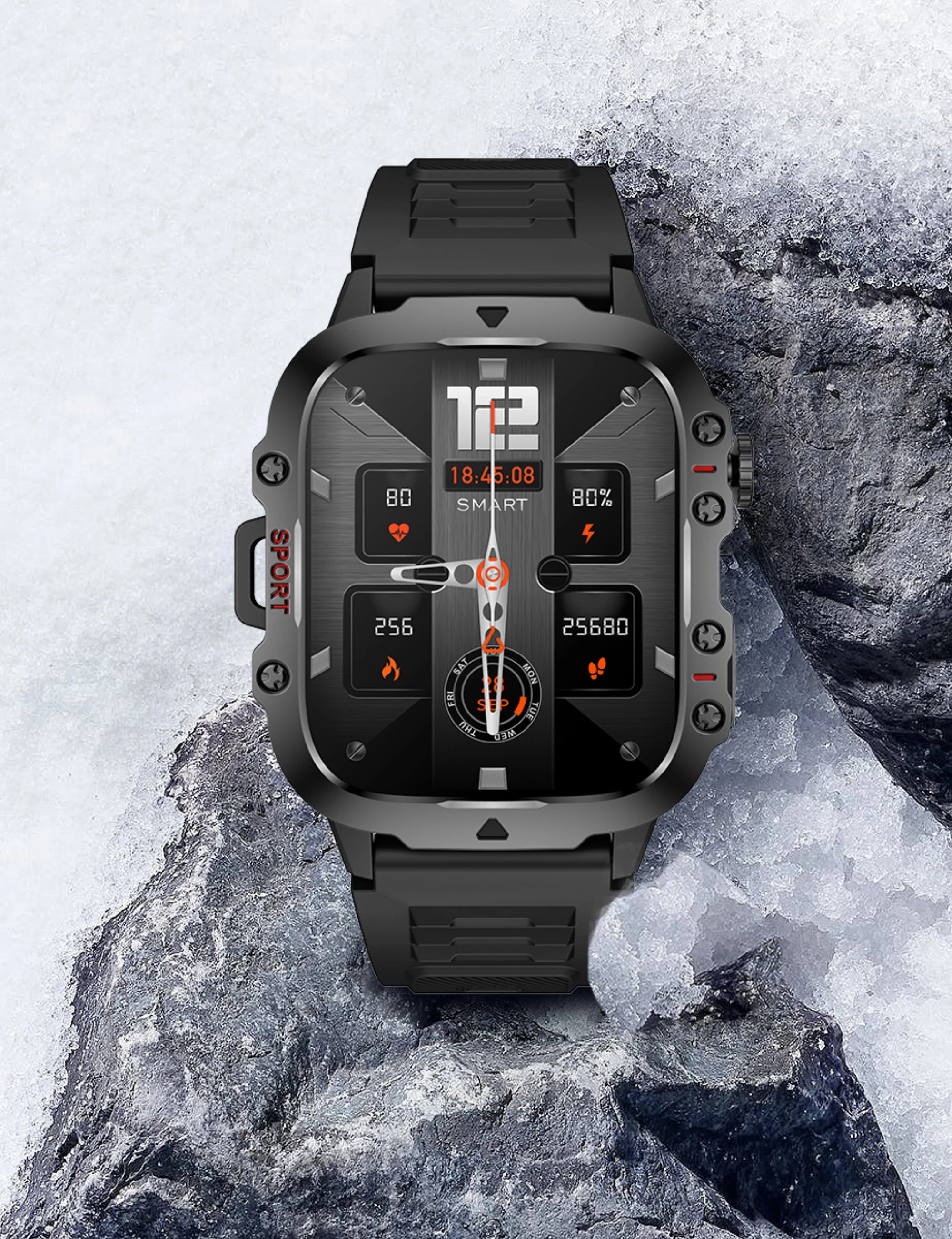 Rugged Military Smart Watch for Men - 2.01" Waterproof IP68 Bluetooth Calling Outdoor Fitness Tracker