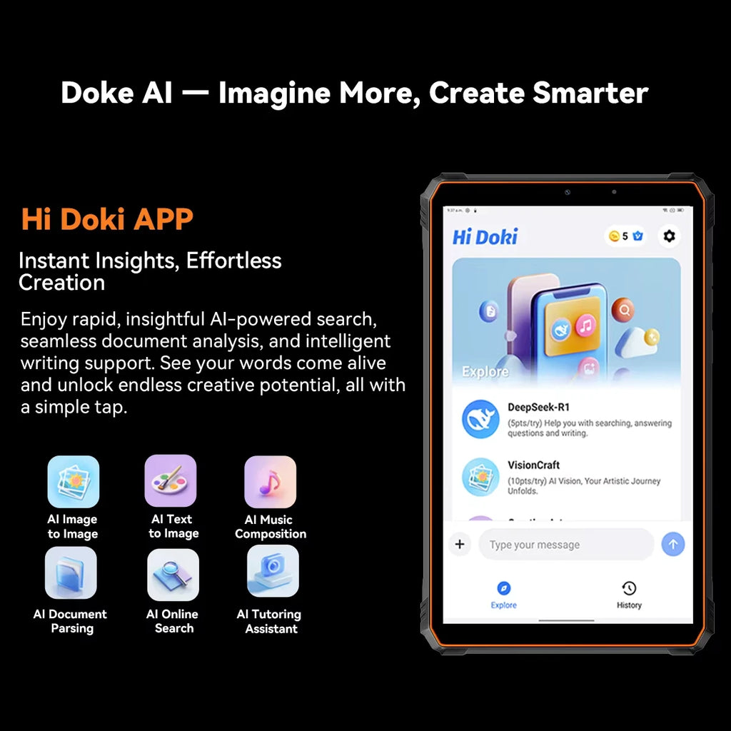 Device+ Active 5 8.68'' Rugged Tablet PC Unisoc T615 Octa Core 8GB+128GB Telephone Smartphone 6600mAh Tablets Android 15