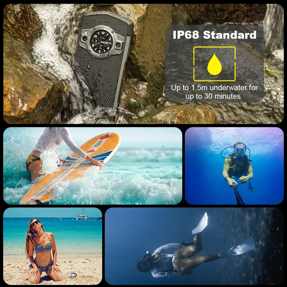 Tick Tock 5G Rugged Smartphone - Android 12 8GB RAM 48MP Dual Camera 6000mAh IP68 Waterproof