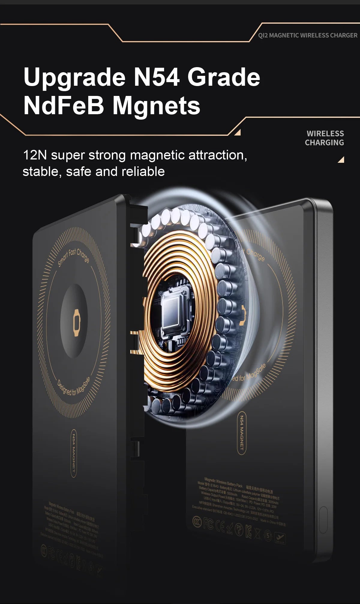 Device+ Qi 2.1 Magnetic Power Bank - 5000/10000mAh Wireless Fast Charging for iPhone 12-17 Pro